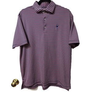Turtleson Men’s Golf Polo Size Medium Pink / Black Stripe